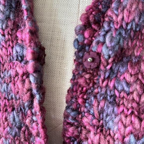 Purple knit long sweater jacket - Picture 5 of 11